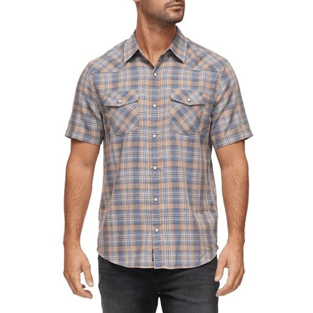 NWT FLAG & ANTHEM‎ Clifton Soft Vintage Snap Western Short Sleeve Shirt S, XL